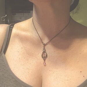 # 246-NEW 1928 vintage inspired copper jeweled necklace.